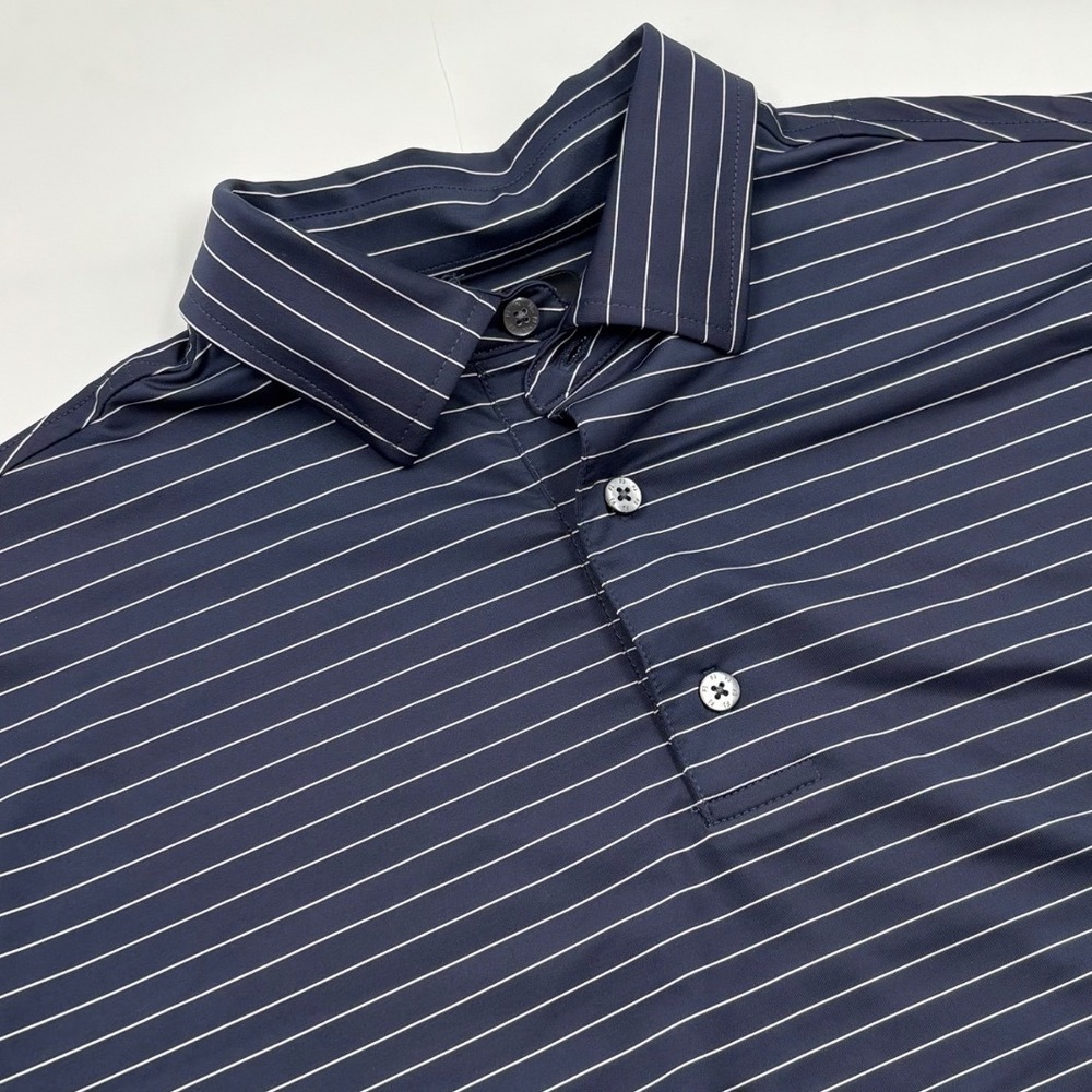 FootJoy Men's M Navy Striped ProDry Performance Golf Polo Shirt